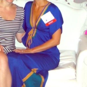 Blue Maxi V-Neck Dress!